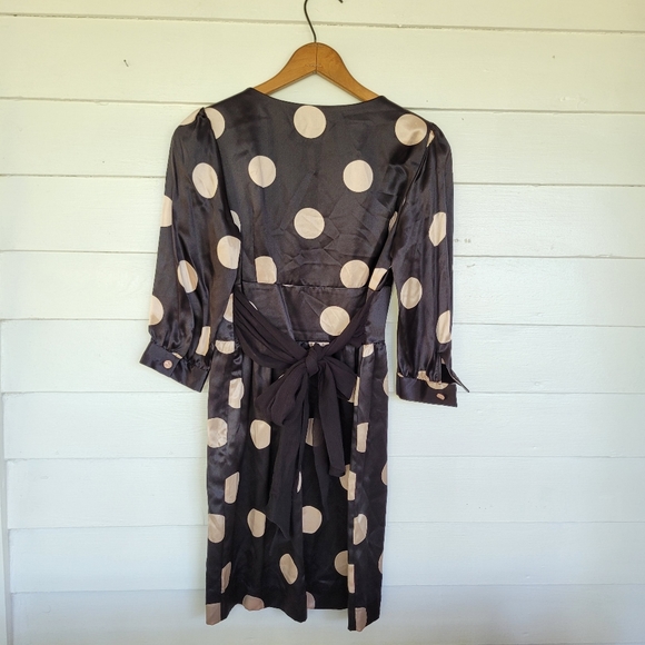 Vintage Betsey Johnson Black Silk Polka Dot Dress Size 4 - Picture 7 of 8